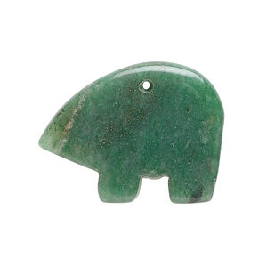 Green aventurine 1pkg1, half-drilled Zuni-style bear focal natural, 28x21mm-33x26mm dark