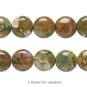 Rhyolite 1pkg1, flat round bead natural 15.5-16 inch 12mm