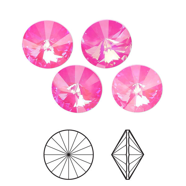 Chaton 2pk crystal ultra pink AB, Crystal Passions® 12mm rivoli 1122 image number 0