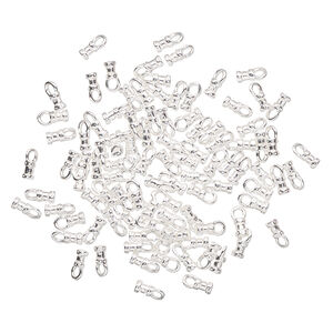 Crimp end 1pkg100 silver-plated, 4.5x3mm tube / loop / 1-1.5mm inside diameter, brass