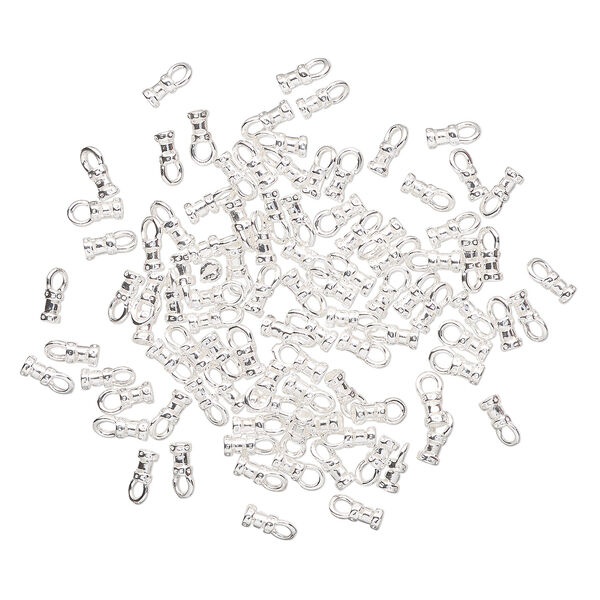 Crimp end 1pkg100 silver-plated, 4.5x3mm tube / loop / 1-1.5mm inside diameter, brass image number 0