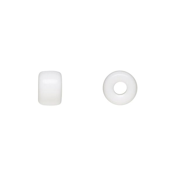 Bead, Czech pressed glass, opaque white, 9x6mm crow. Sold per 15-1/2" to 16" strand, approximately 70 beads. image number 0