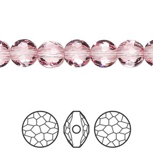 Bead 144pk light rose, Swarovski® 8mm puffed round 5034