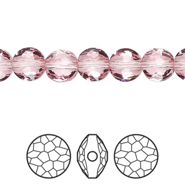 Bead 144pk light rose, Swarovski® 8mm puffed round 5034 image number 0