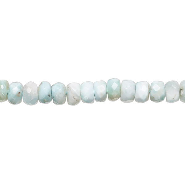 Larimar 1pkg1, hand-cut faceted rondelle bead natural B- grade, 13 inch 5x2mm-6x4mm image number 0
