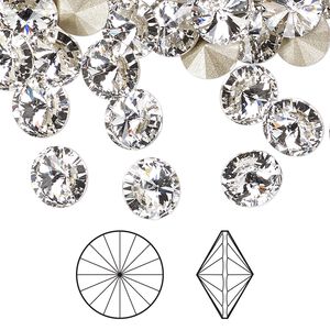 Chaton 8pk crystal foil back, Crystal Passions® 8.16-8.41mm rivoli SS39 1122