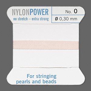 Thread, Griffin, nylon, light pink, size #0. Sold per 2-meter card (approximately 78 inches).
