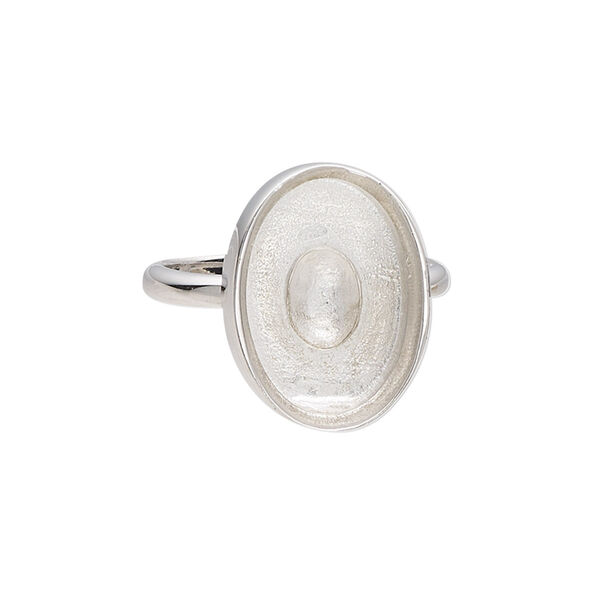Ring, Almost Instant Jewelry®, sterling silver, 19mm wide with 18x13mm oval glue-in setting, size 9. Sold individually. image number 0