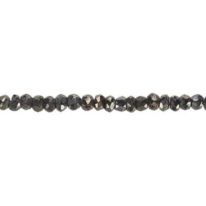 Black spinel 1pkg1, hand-cut faceted rondelle bead dark gold gunmetal rainbow 13 inch 3x2mm-4x3mm