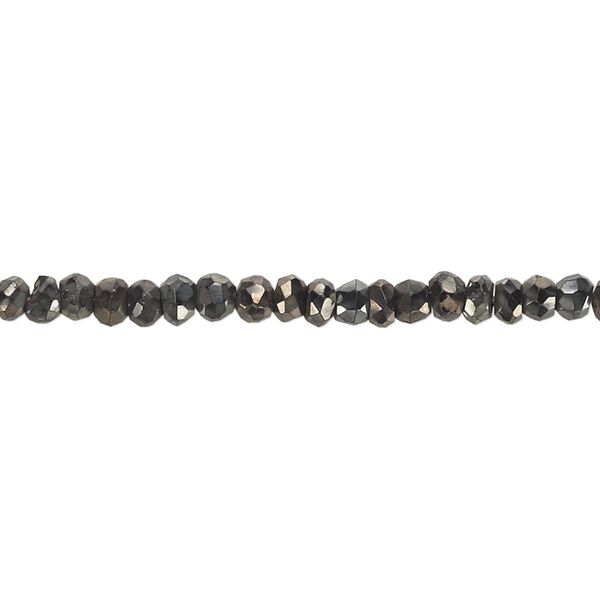 Black spinel 1pkg1, hand-cut faceted rondelle bead dark gold gunmetal rainbow 13 inch 3x2mm-4x3mm image number 0