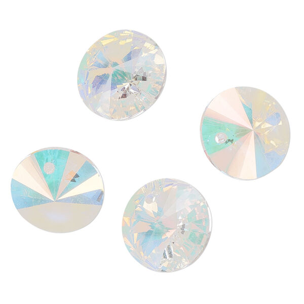 Drop 4pk crystal AB, Preciosa Czech crystal 14mm pendant rivoli image number 0