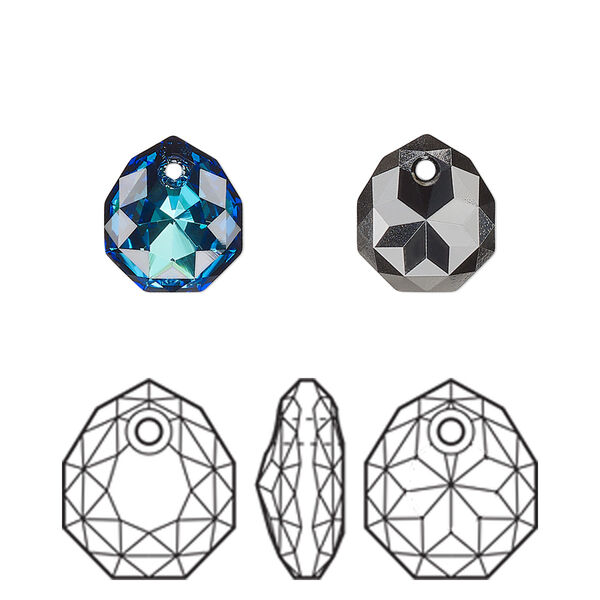 Drop 1pk crystal Bermuda blue, Crystal Passions® 11.5x10mm pendant majestic 6436 image number 0