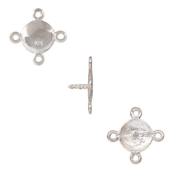 Link, sterling silver, 15mm round with 4 loops and 5mm peg. Sold individually. image number 0