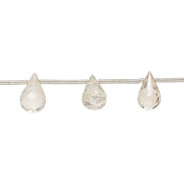 Champagne quartz 1pkg14, hand-cut top-drilled faceted briolette bead 8x5mm-10x6mm image number 0