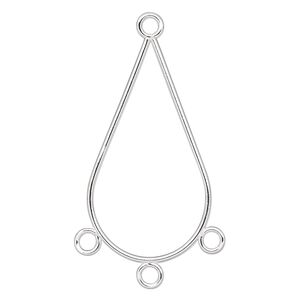 Focal, silver-plated steel, 33x19mm teardrop with 3 loops. Sold per pkg of 10.