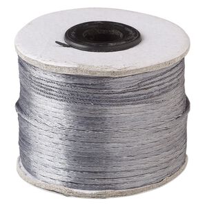 Cord, Satinique™, satin, dark grey, 1mm. Sold per 200-foot spool.