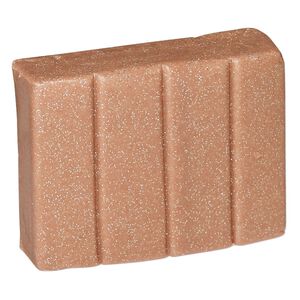 Polymer clay, Sculpey® PREMO, rose gold glitter. Sold per 2-ounce bar.