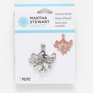 Focal, silver-finished "pewter" (zinc-based alloy), 30x28mm branch enamel blank. Sold individually.