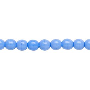Bead, Czech glass druk, opaque light blue, 6mm round. Sold per 15-1/2" to 16" strand.