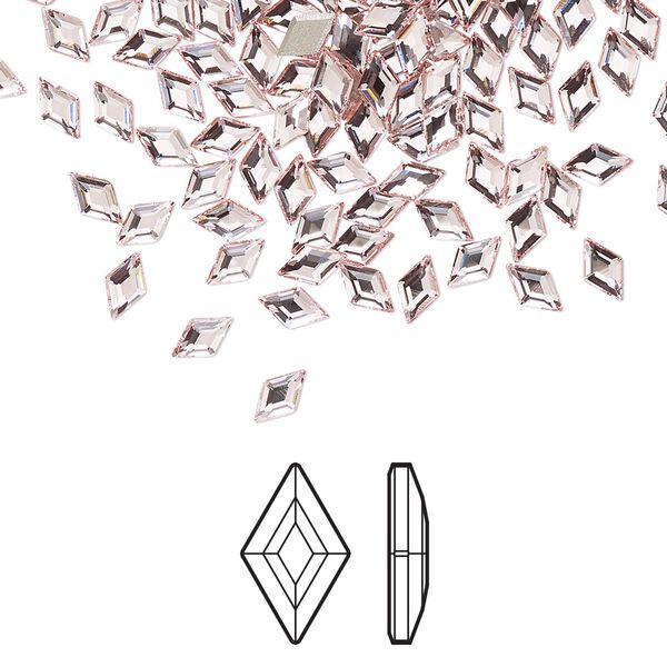Flat back 6pk light rose foil back, Crystal Passions® 5x3mm diamond 2773 image number 0