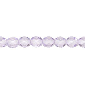 Bead, Czech fire-polished dipped décor glass, translucent lilac and pink, 6mm faceted round. Sold per 15-1/2 to 16-inch strand, approximately 65 beads.