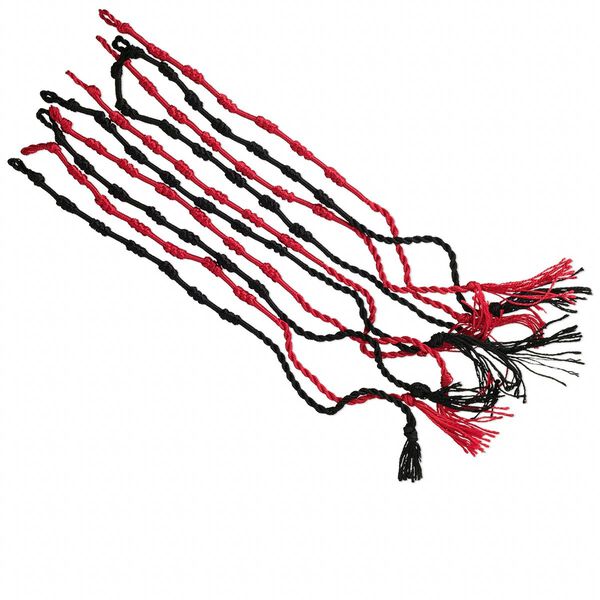 Bracelet, imitation silk, red and black, 5mm wide, 8 inches with button clasp. Sold per pkg of 10. image number 0