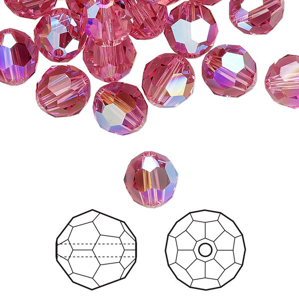 Bead 12pk rose shimmer, Crystal Passions® 8mm round 5000 image number 0