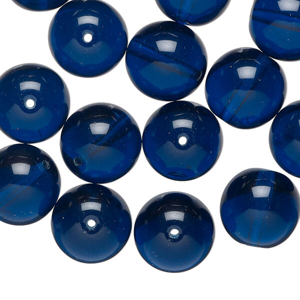 Czech glass 1pkg30, round druk bead dark aqua blue 12mm image number 0