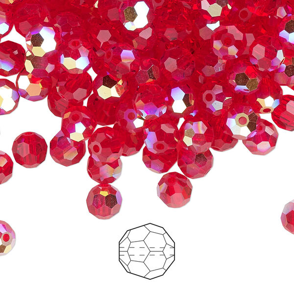 Bead 576pk light Siam AB, Preciosa Czech crystal 5mm round image number 0