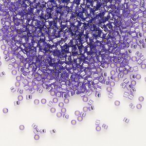 Seed bead, Delica®, glass, pkg/50g, #11 round, transparent outside dyed silver-lined purple (DB-1347).