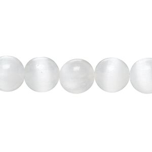 Selenite 1pkg1, round bead 8 inch 10mm