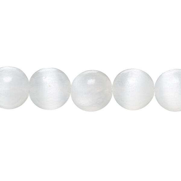 Selenite 1pkg1, round bead 8 inch 10mm image number 0