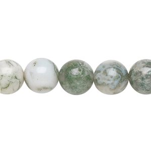 Tree agate 1pkg1, round bead natural 15.5-16 inch 10mm