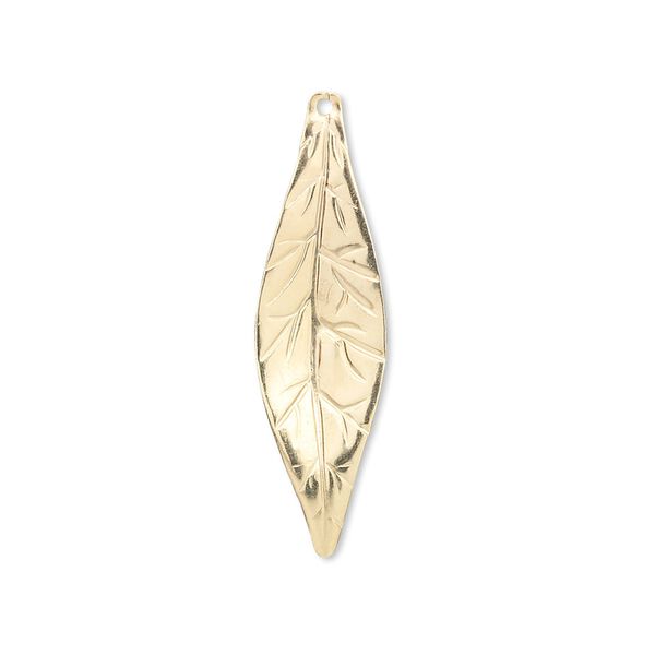 Charm, 14Kt gold-filled, 29x9mm marquise leaf. Sold individually. image number 0