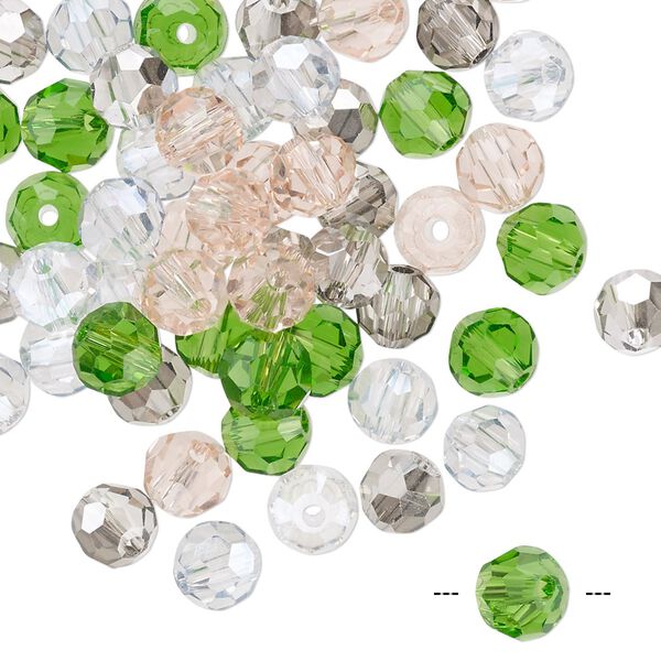 Bead mix 60pk 32 facets spring, Celestial Crystal® 6mm round image number 0