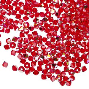 Bead 48pk light Siam AB, Preciosa Czech crystal 3mm bicone