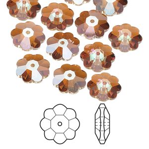 Margarita flower 12pk crystal copper, Crystal Passions® 10x3.5mm 3700
