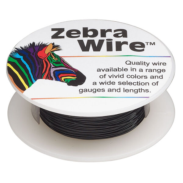 Wire, Zebra Wire™, color-coated copper, black, round, 24 gauge. Sold per 20-yard spool. image number 0