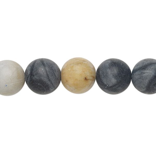 Picasso "jasper" 1pkg1, matte round bead natural 15.5-16 inch 10mm image number 0