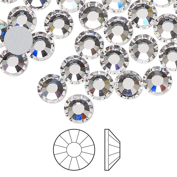 Flat back 12pk crystal foil back, Preciosa Viva 12® Czech crystal rhinestone 7-7.3mm chaton rose round SS34 image number 0