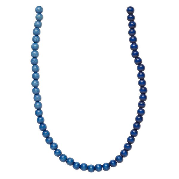 Bead 1pkg1, Taiwanese cheesewood (dyed / waxed), blue ombre, 7-8mm round, 15-1/2 to 16 inches. image number 0