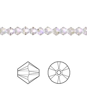 Bead 48pk crystal shimmer 2X, Crystal Passions® 4mm bicone 5328