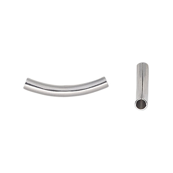 Bead, stainless steel, 22x3mm curved tube. Sold per pkg of 10. image number 0