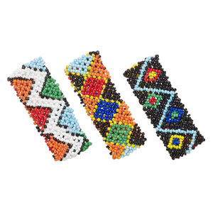Bracelet mix, Just for Fun, stretch, glass seed beads / elastic 1pkg3, multicolored, 26mm width, 6-1/2 inches.