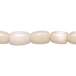 Bead, cat's eye glass (fiber optic glass), pale pink, 13x6mm-13x7mm barrel. Sold per 15-inch strand, approximately 30 beads.