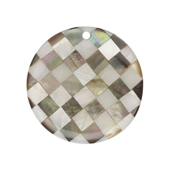 Black lip shell / gold lip shell / mother-of-pearl shell 1pkg1, top-drilled 1sided puffed flat round focal 30mm image number 0