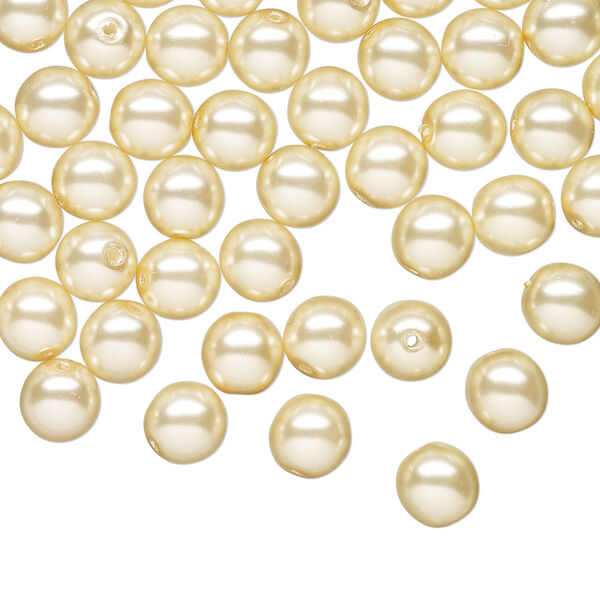 Bead druk Czech pearl-coated glass 60pk 6mm round, opaque cream image number 0