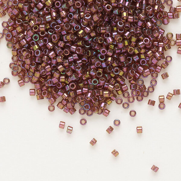 Seed bead, Delica®, glass, pkg/50g, #11 round, translucent gold luster rainbow dark topaz (DB-0103). image number 0