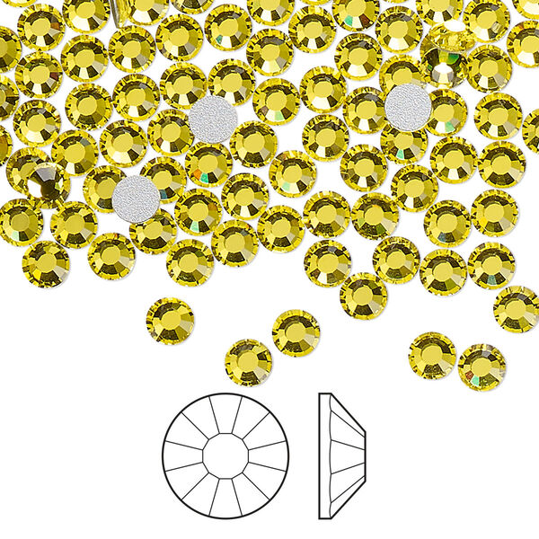 Flat back 1440pk citrine foil back, Preciosa Viva 12® Czech crystal rhinestone 3.8-4mm chaton rose round SS16 image number 0