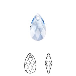 Drop 2pk light sapphire, Crystal Passions® 16x9mm pendant pear 6106